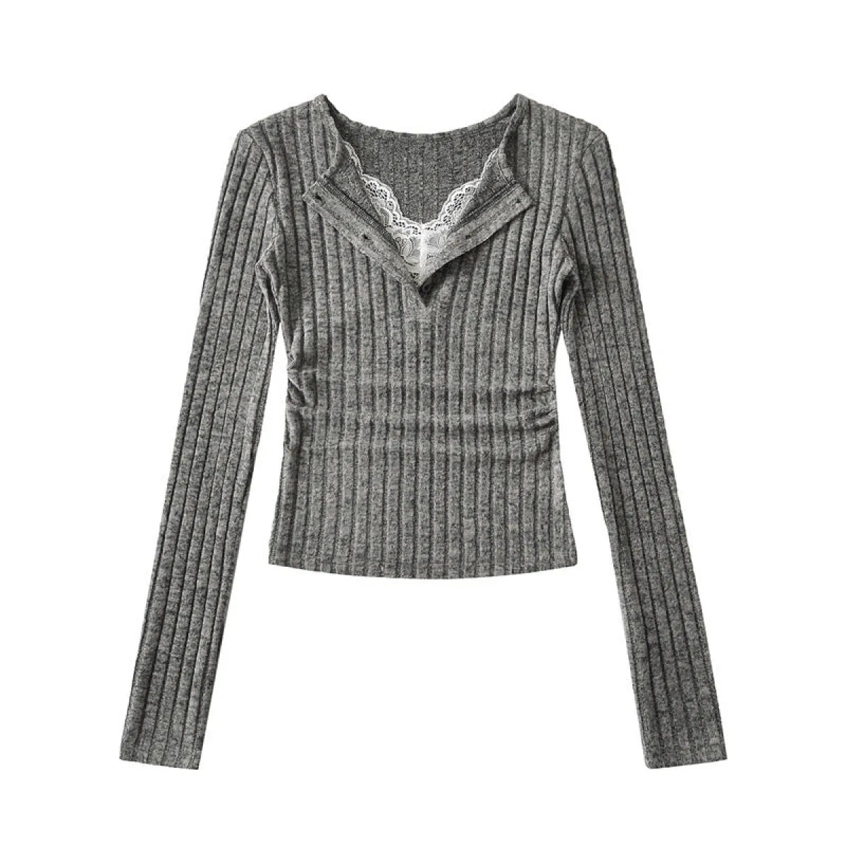 Sweet & Spicy Lace V-Neck Faux Two-Piece Sweater - Sweaters - Sweater / Pullover - 8