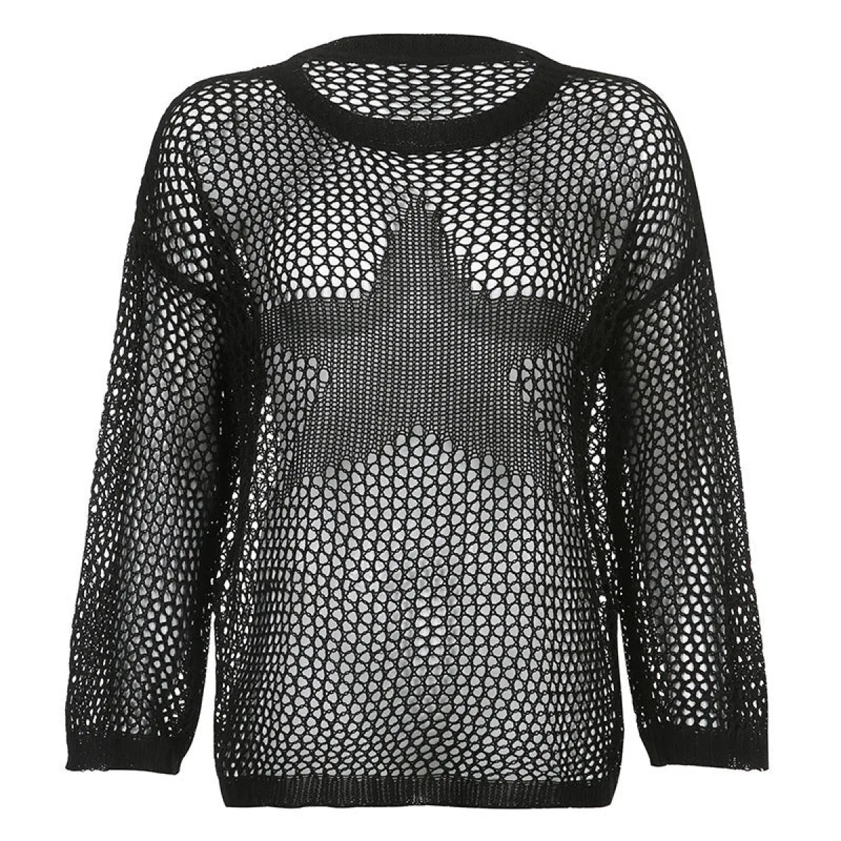 Star Cut-Out Sheer Knit Pullover - Sweaters - Sweater / Pullover - 6