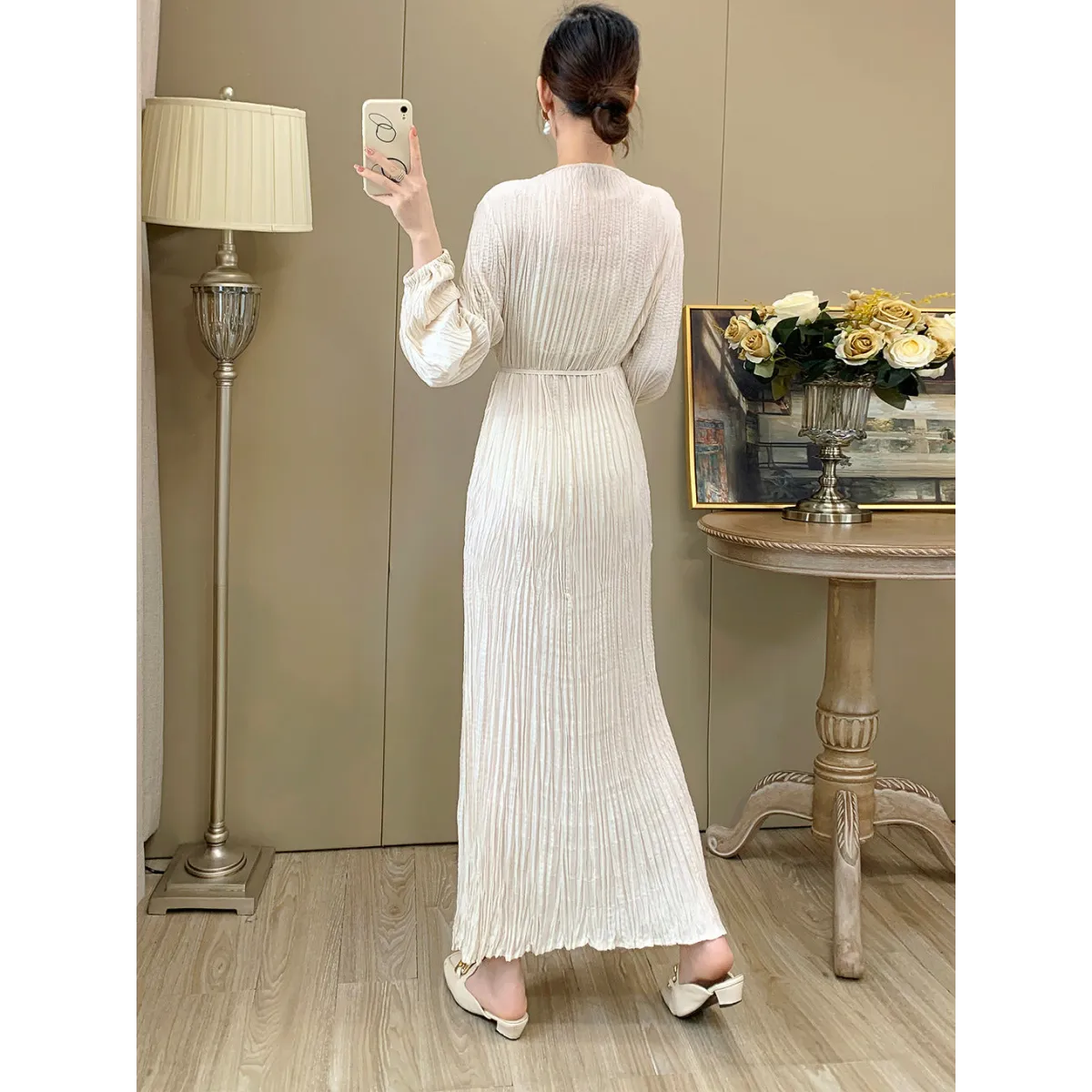 French Style A-Line Lantern Sleeve Maxi Dress - All Dresses - Maxi Dress - 4