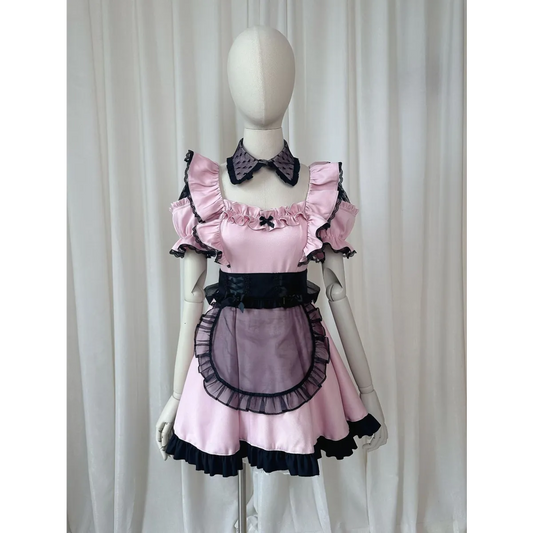 Pink Lace Maid Cosplay Dress Set - All Dresses - Cosplay Outfit - 5