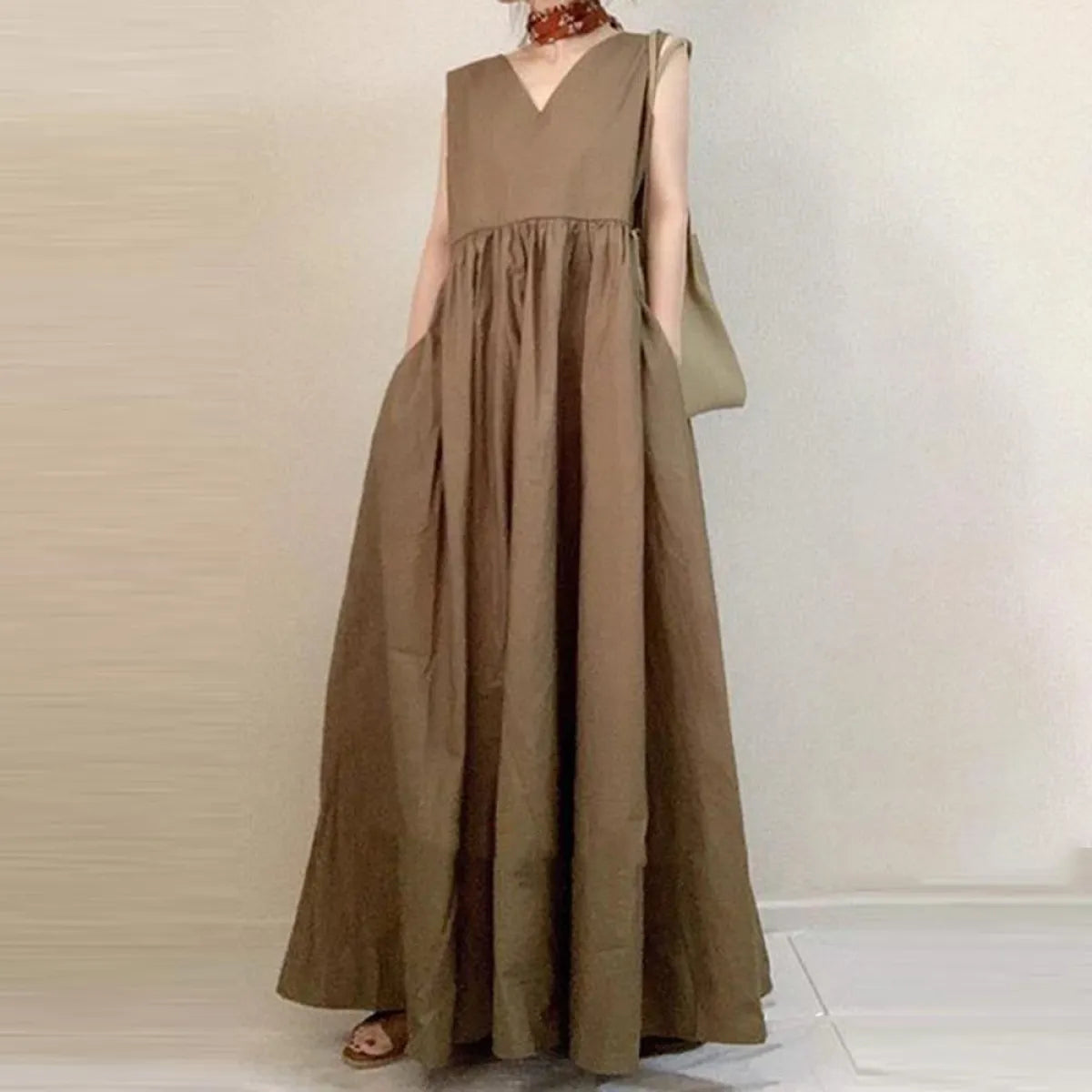 Korean Sleeveless Patchwork Midi Dress - All Dresses - Midi Dress - 1