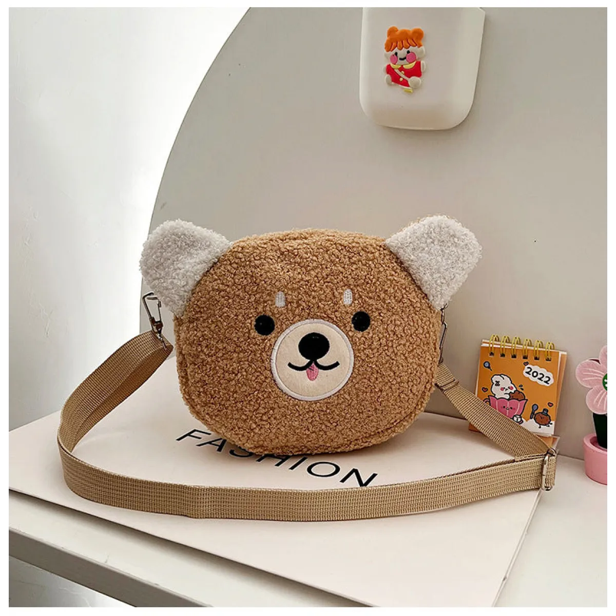 Plush Faux Fur Crossbody Bag with Animal Face - Accessories - Cross Body Bags - 6