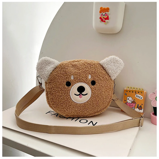 Plush Faux Fur Crossbody Bag with Animal Face - Accessories - Cross Body Bags - 6
