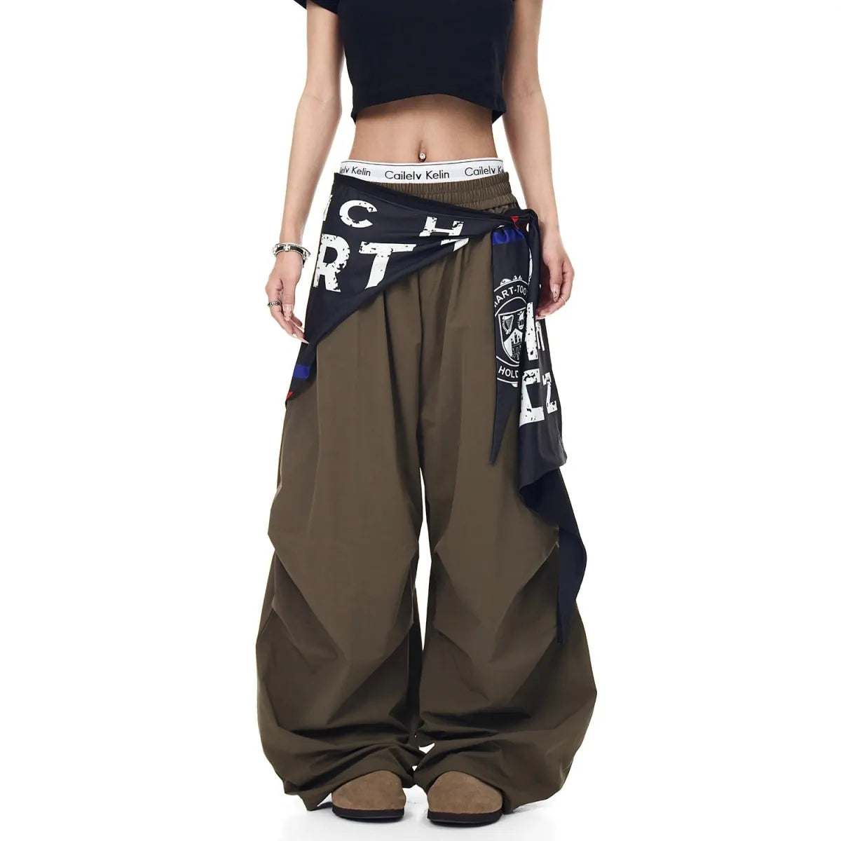 Layered High-Waist Cargo Pants - Bottoms - Cargo Pants - 4