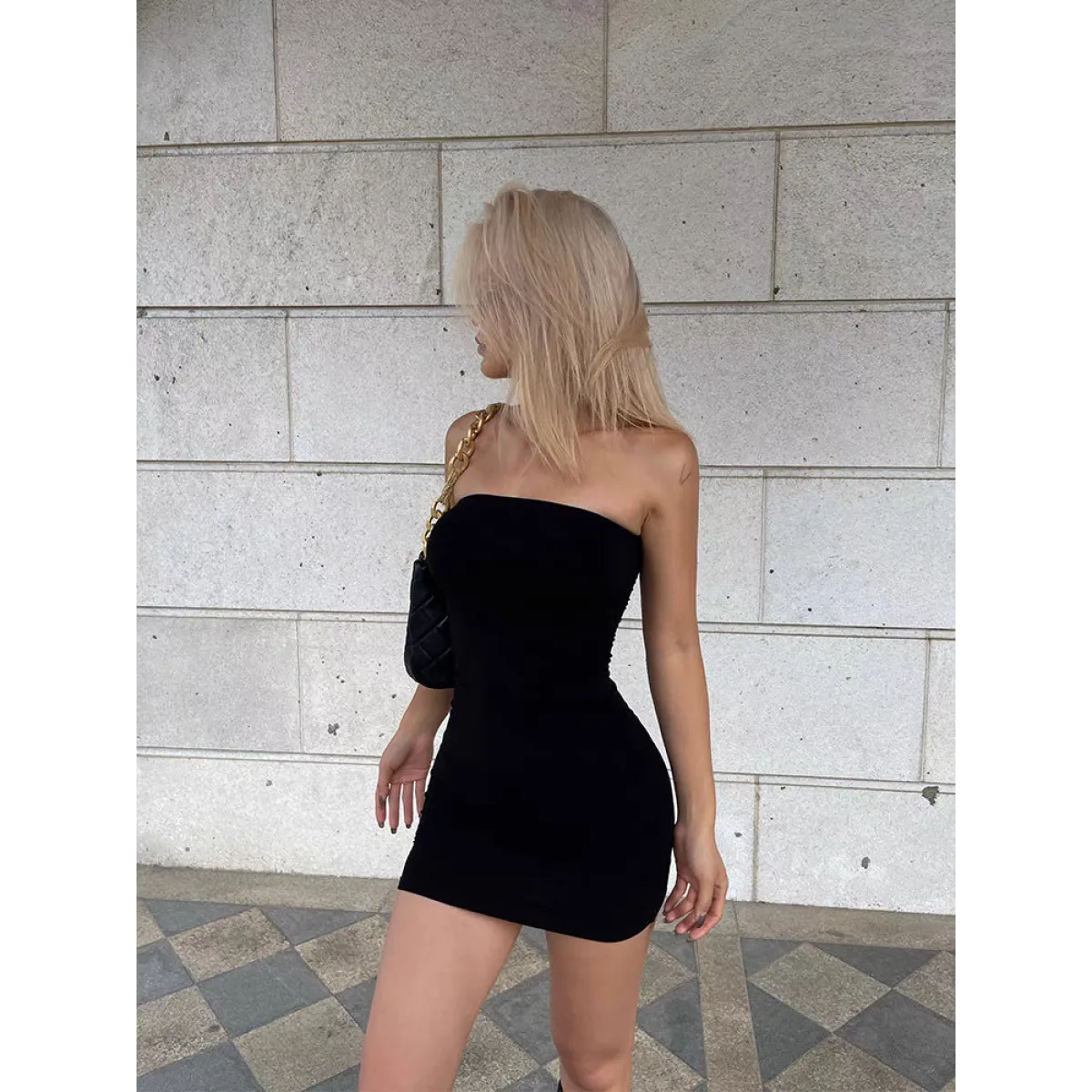 Strapless Bodycon Midi Dress in Black - All Dresses - Midi Dress - 5