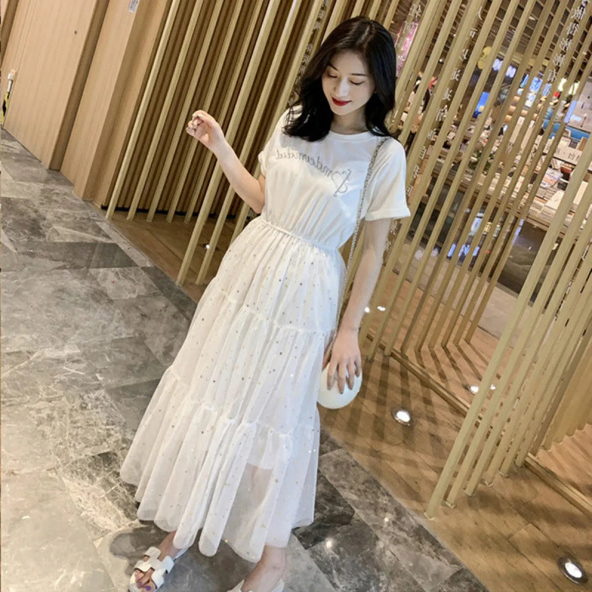 Mori Style Mesh Midi Dress - All Dresses - Midi Dress - 3