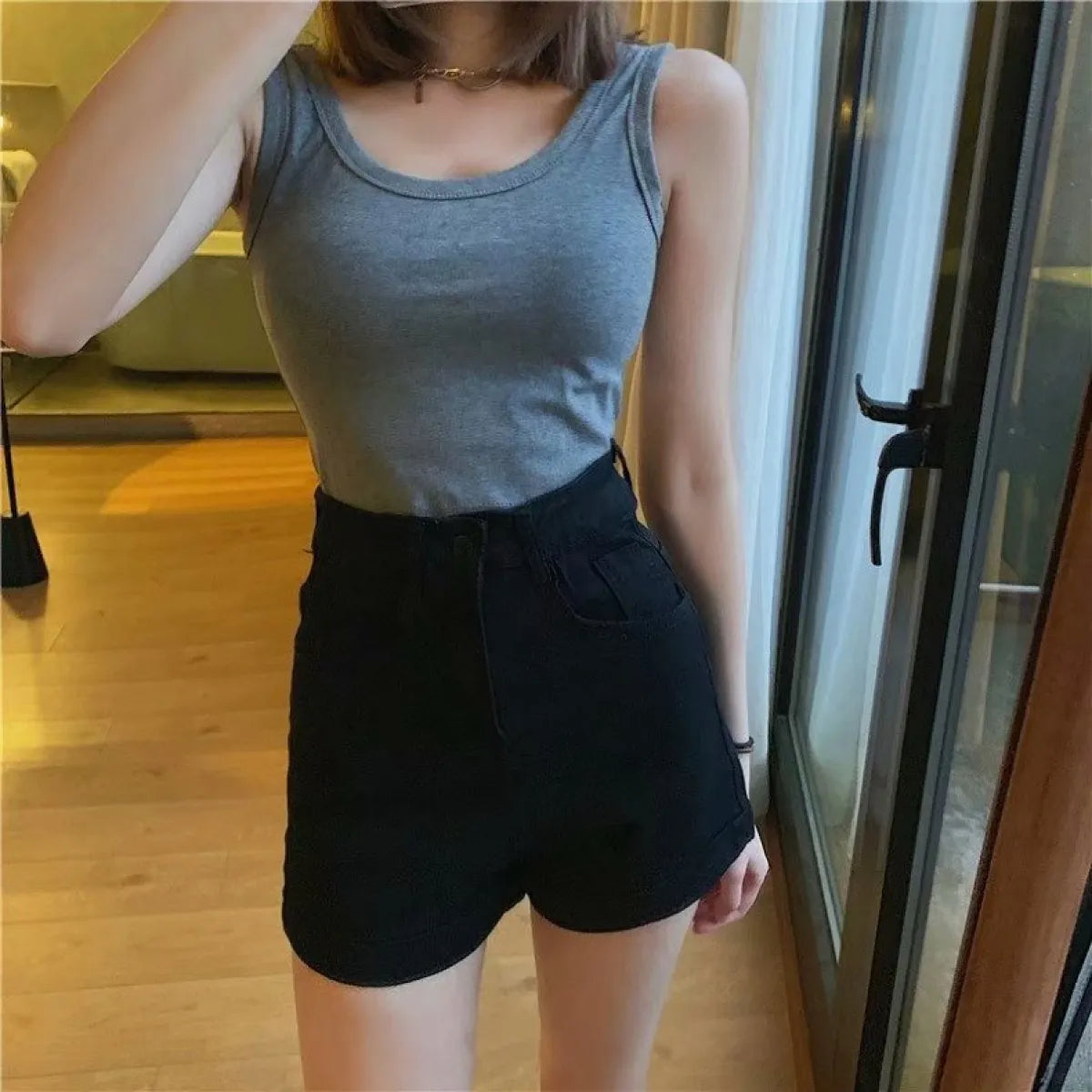 Retro High Waist Denim Shorts - Shorts - Shorts - 5