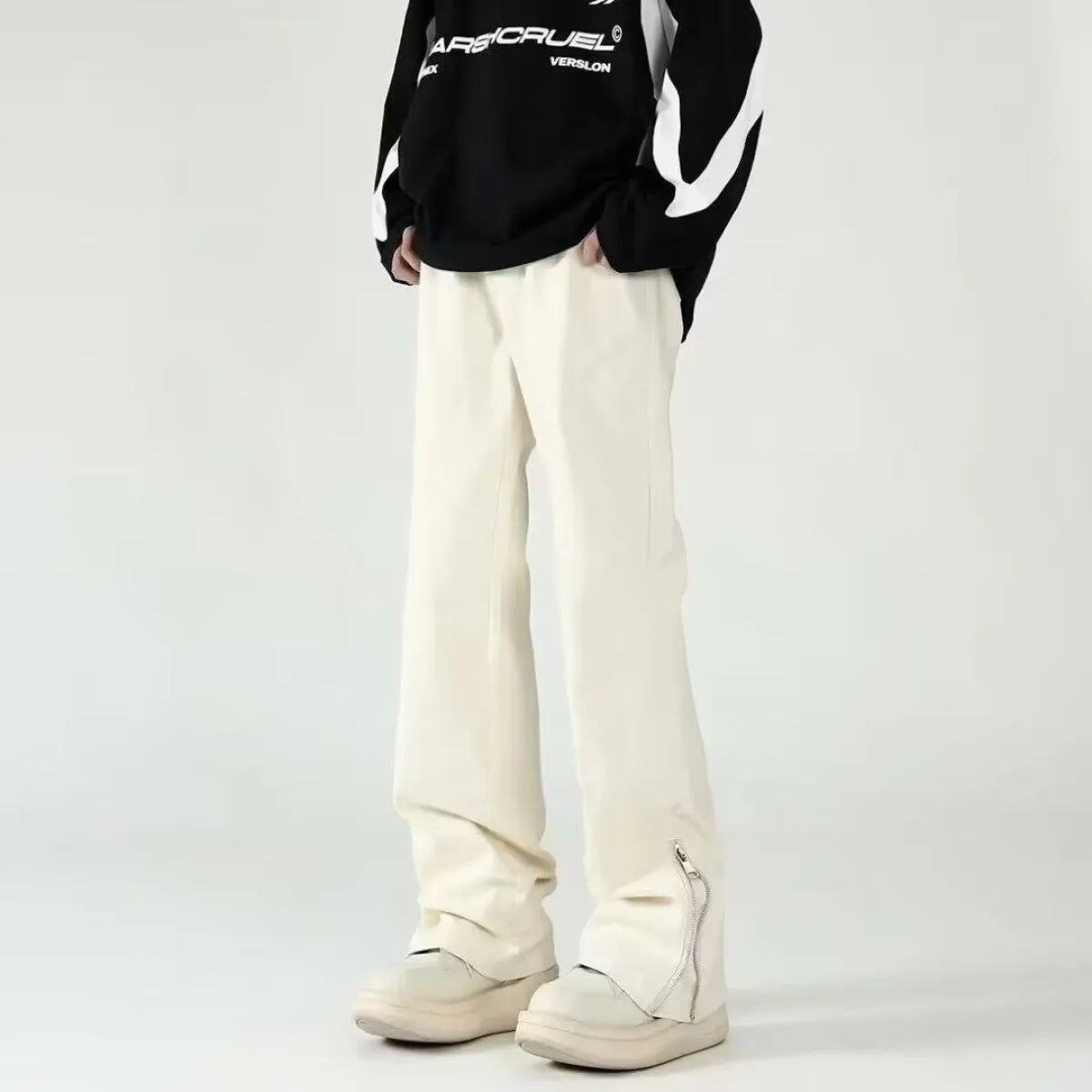 Black Ripped Straight-Leg Jeans - Bottoms - Jeans - 7