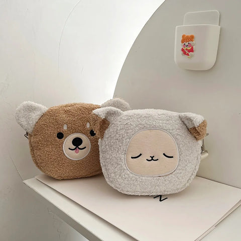 Plush Faux Fur Crossbody Bag with Animal Face - Accessories - Cross Body Bags - 1