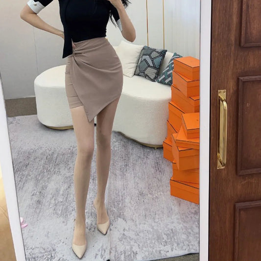 High Waist Asymmetric Mini Skirt - Bottoms - Mini Skirt - 2