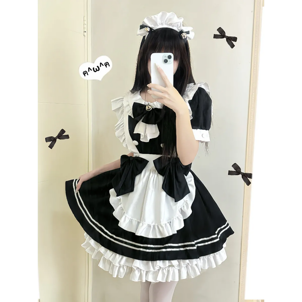 Japanese Black and White Lolita Maid Dress - All Dresses - Lolita Dress - 4