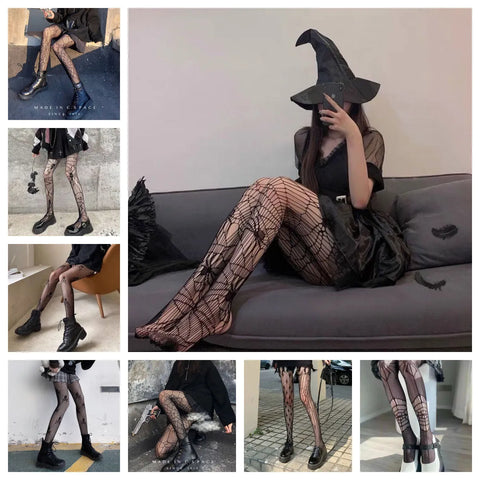 Halloween Skull & Spiderweb Fishnet Socks - Accessories - Accessories - 1