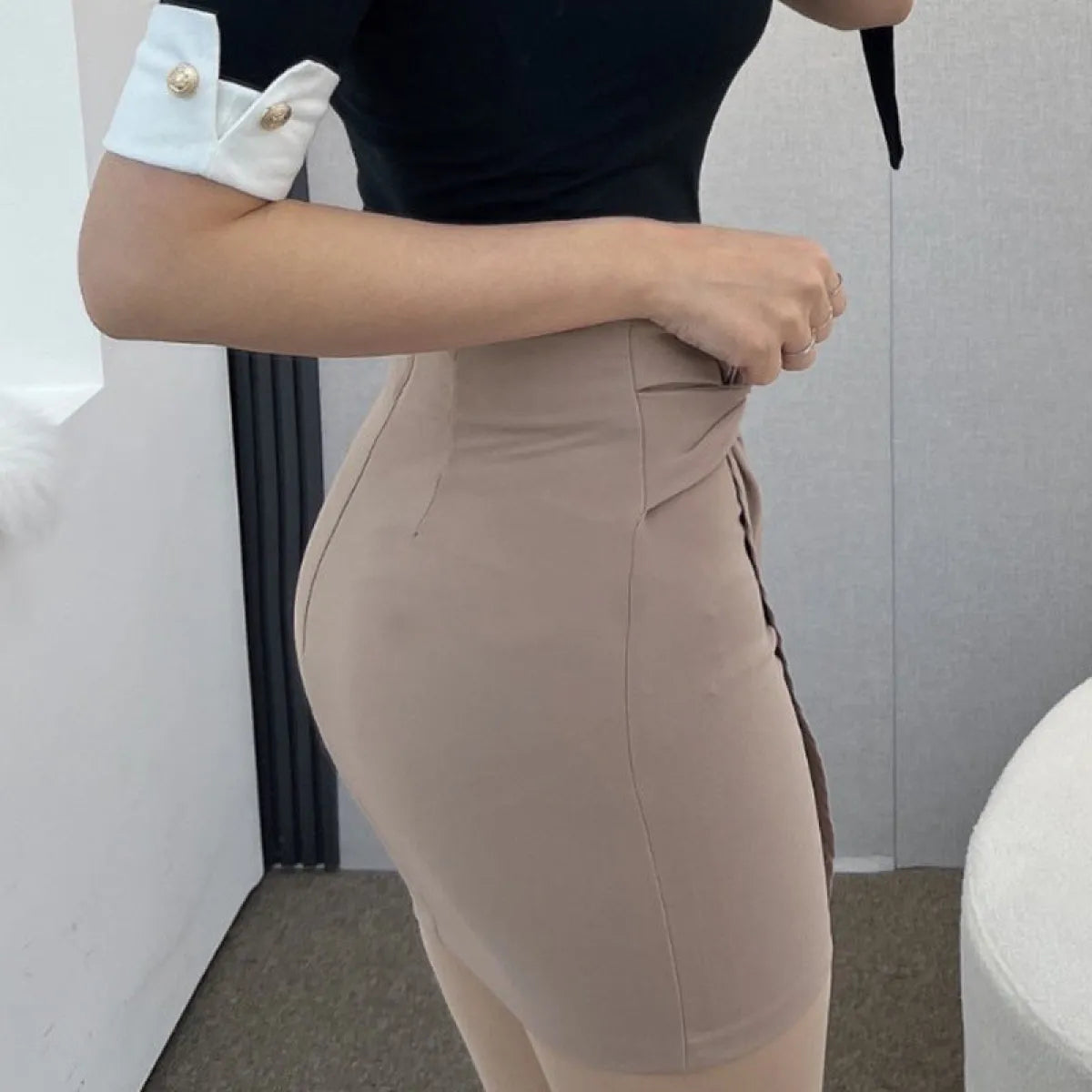 High Waist Asymmetric Mini Skirt - Bottoms - Mini Skirt - 3