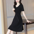 Elegant French V-Neck A-Line Mini Dress - All Dresses - Mini Dress - 4
