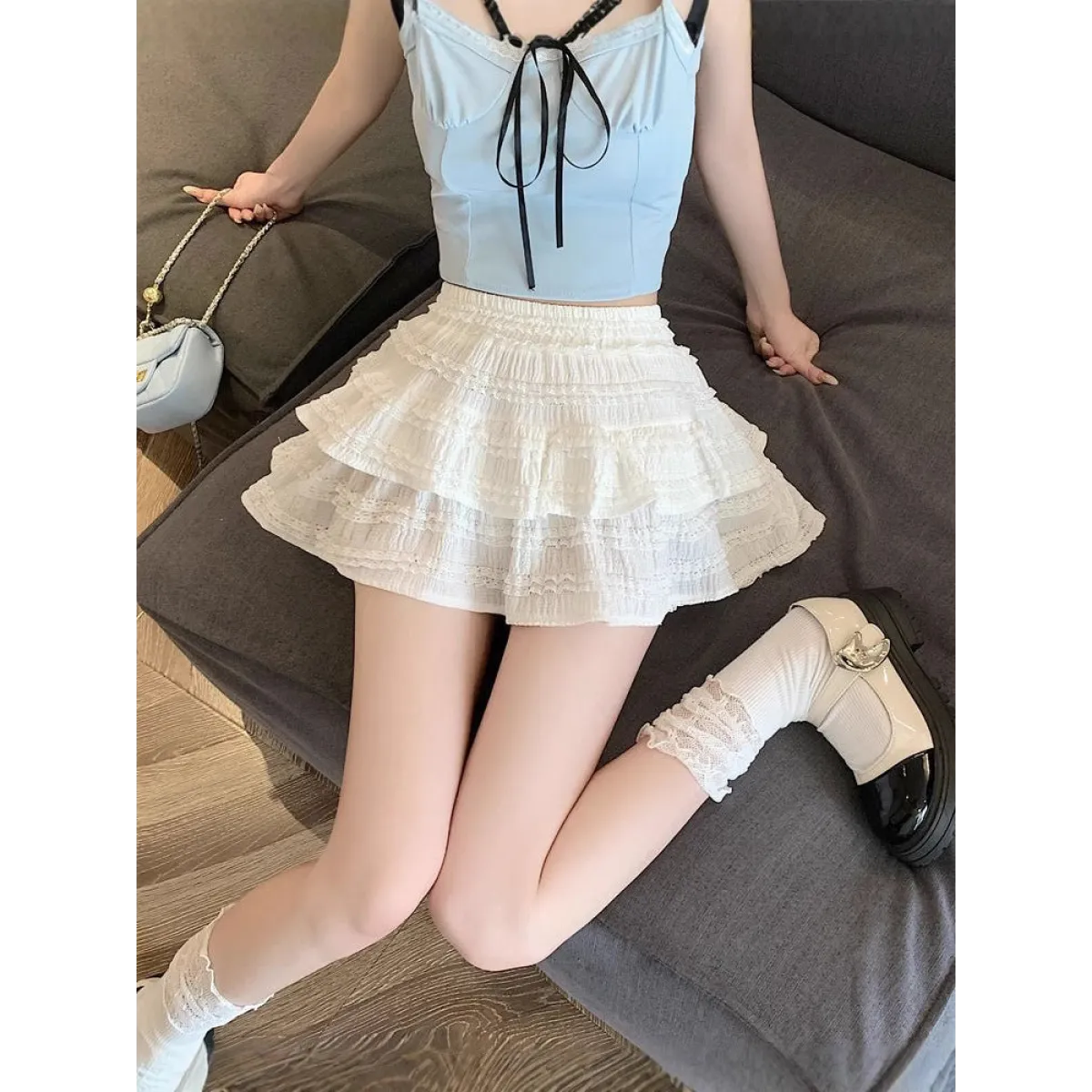 Sweet Ballet Lace Puffy Mini Skirt - Bottoms - Skirt - 6
