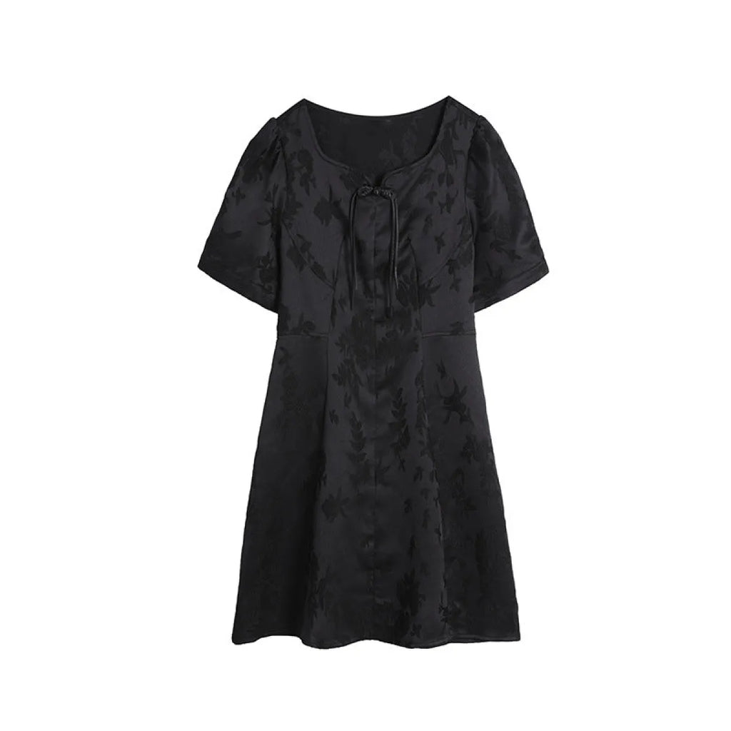 Retro Chinoiserie Bow A-Line Midi Dress - All Dresses - Midi Dress - 5
