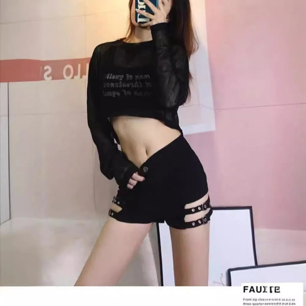 High Waist Black Stage Hot Pants - Bottoms - Shorts - 1