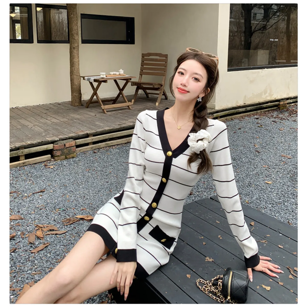Tweed-Inspired Colorblock Knit Mini Dress - All Dresses - Mini Dress - 6