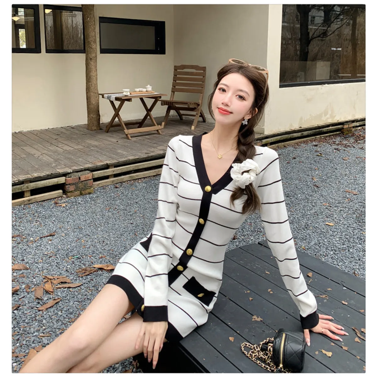 Tweed-Inspired Colorblock Knit Mini Dress - All Dresses - Mini Dress - 6