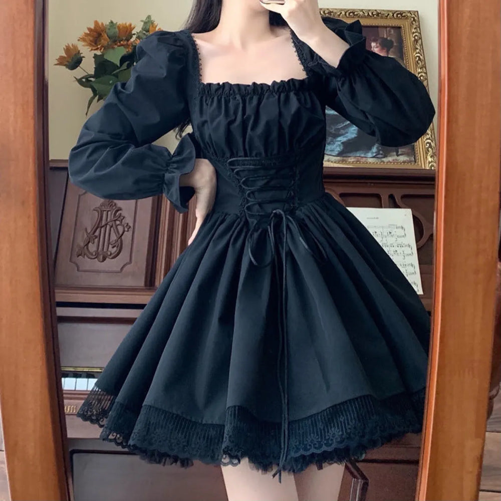 Plus Size Square Neck Lolita Princess Mini Dress - All Dresses - Lolita Dress - 1