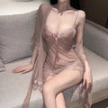 Ice Silk Lace Strap Nightgown Set - Women’s Clothing & Accessories - Sexy Lingerie - 7