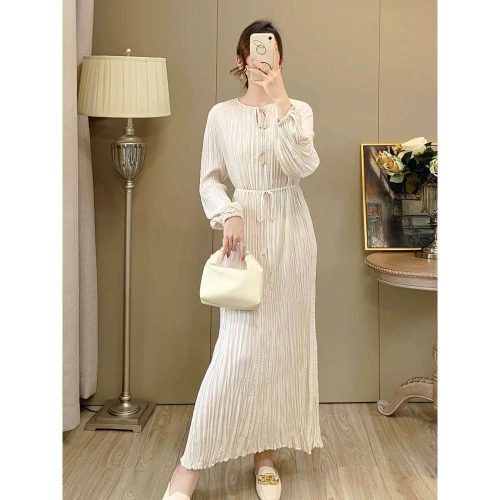 French Style A-Line Lantern Sleeve Maxi Dress - All Dresses - Maxi Dress - 1