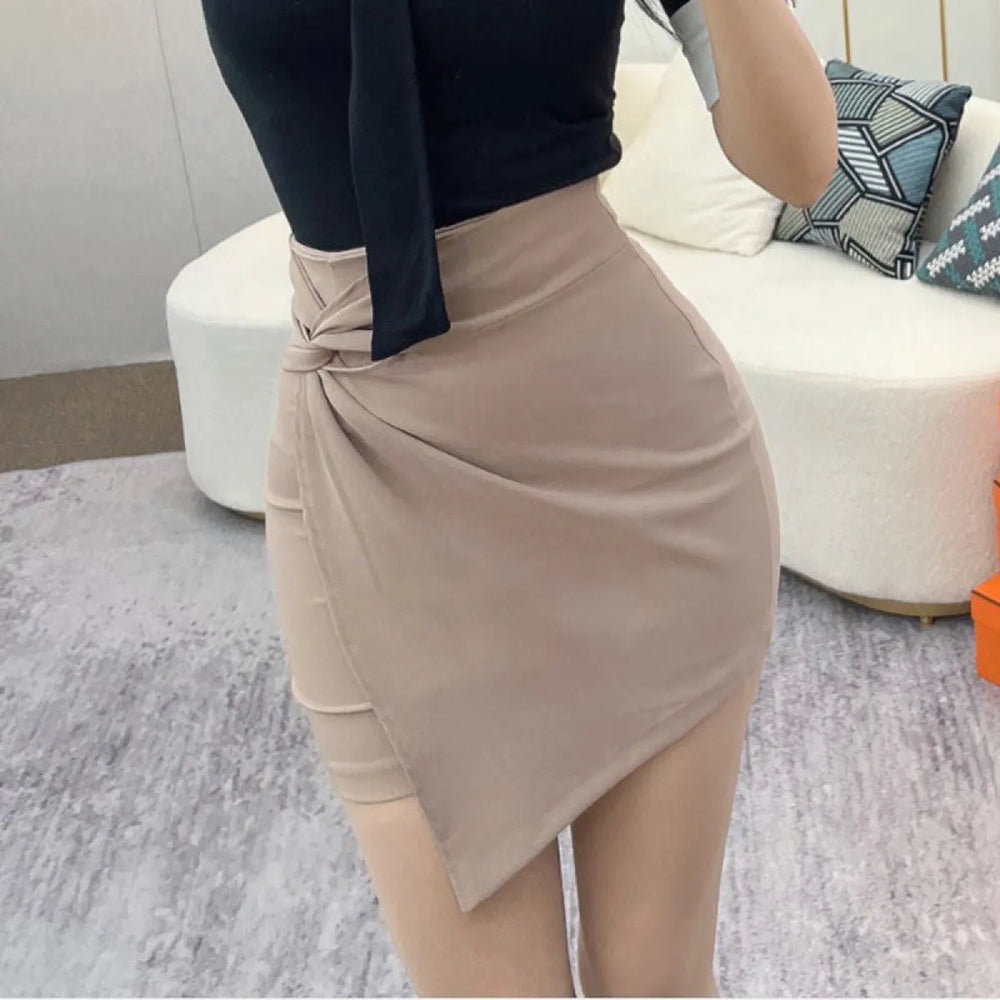 High Waist Asymmetric Mini Skirt - Bottoms - Mini Skirt - 1