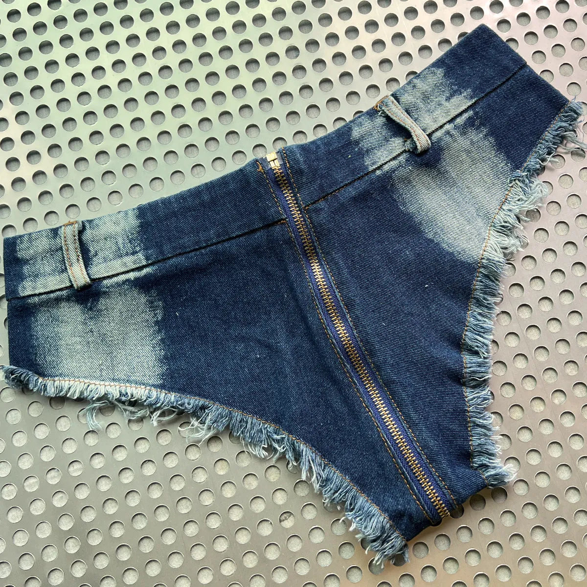 Ultra-Low Waist Open Crotch Denim Hot Shorts - Shorts - Shorts - 2
