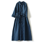 Artistic Cotton Linen Shirt Dress - All Dresses - Midi Dress - 5