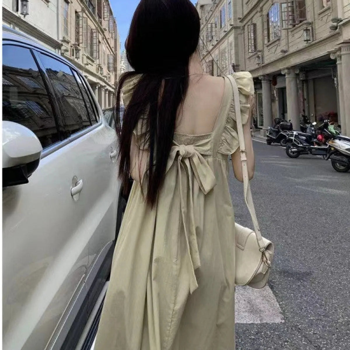 French Style Backless Bow Tie A-Line Dress - All Dresses - Dress - 1