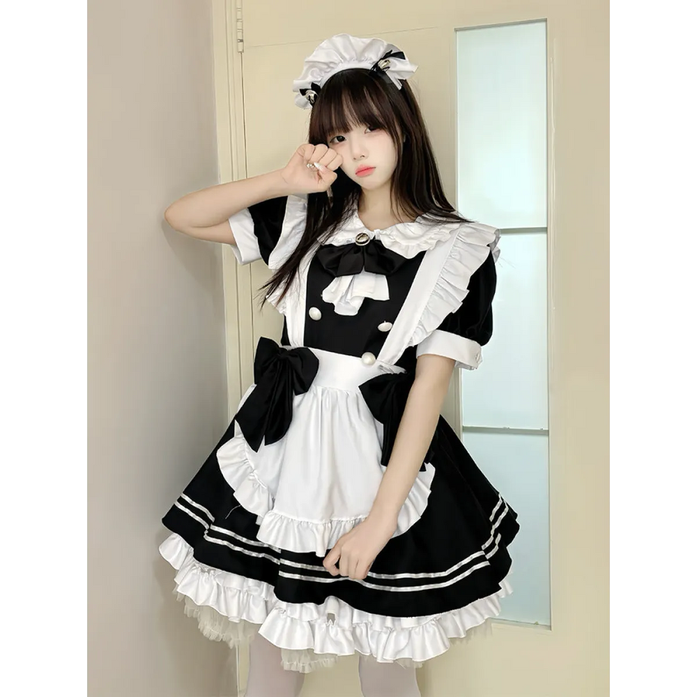 Japanese Black and White Lolita Maid Dress - All Dresses - Lolita Dress - 1
