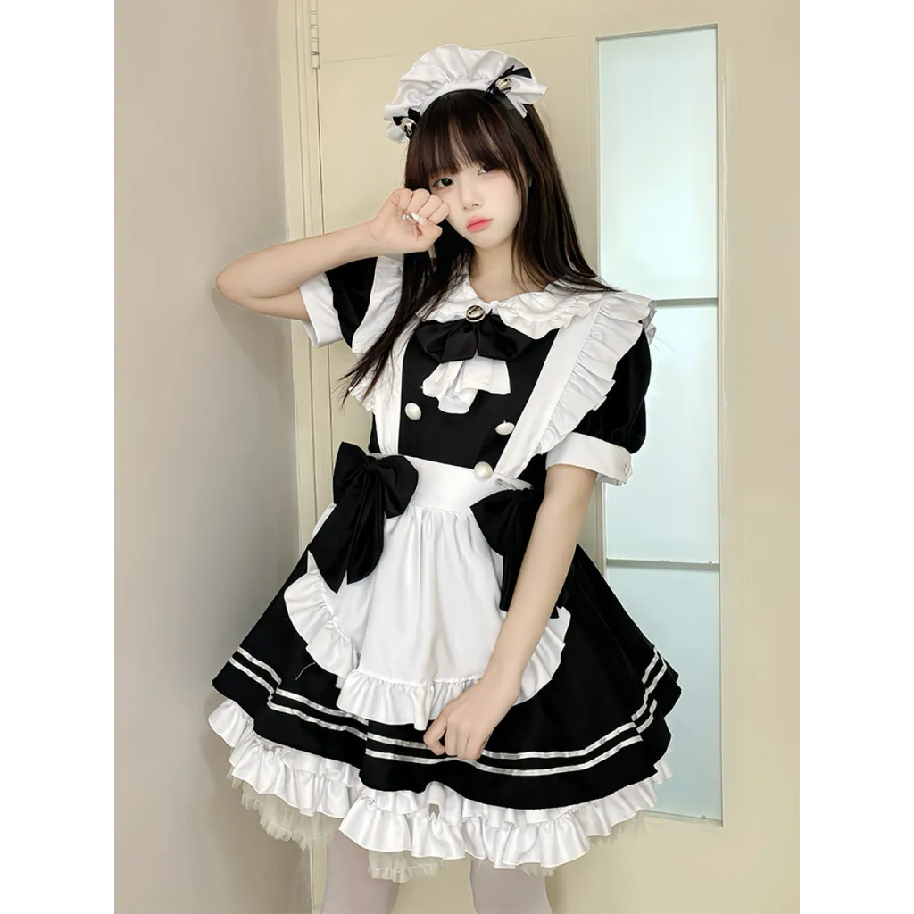 Japanese Black and White Lolita Maid Dress - All Dresses - Lolita Dress - 1