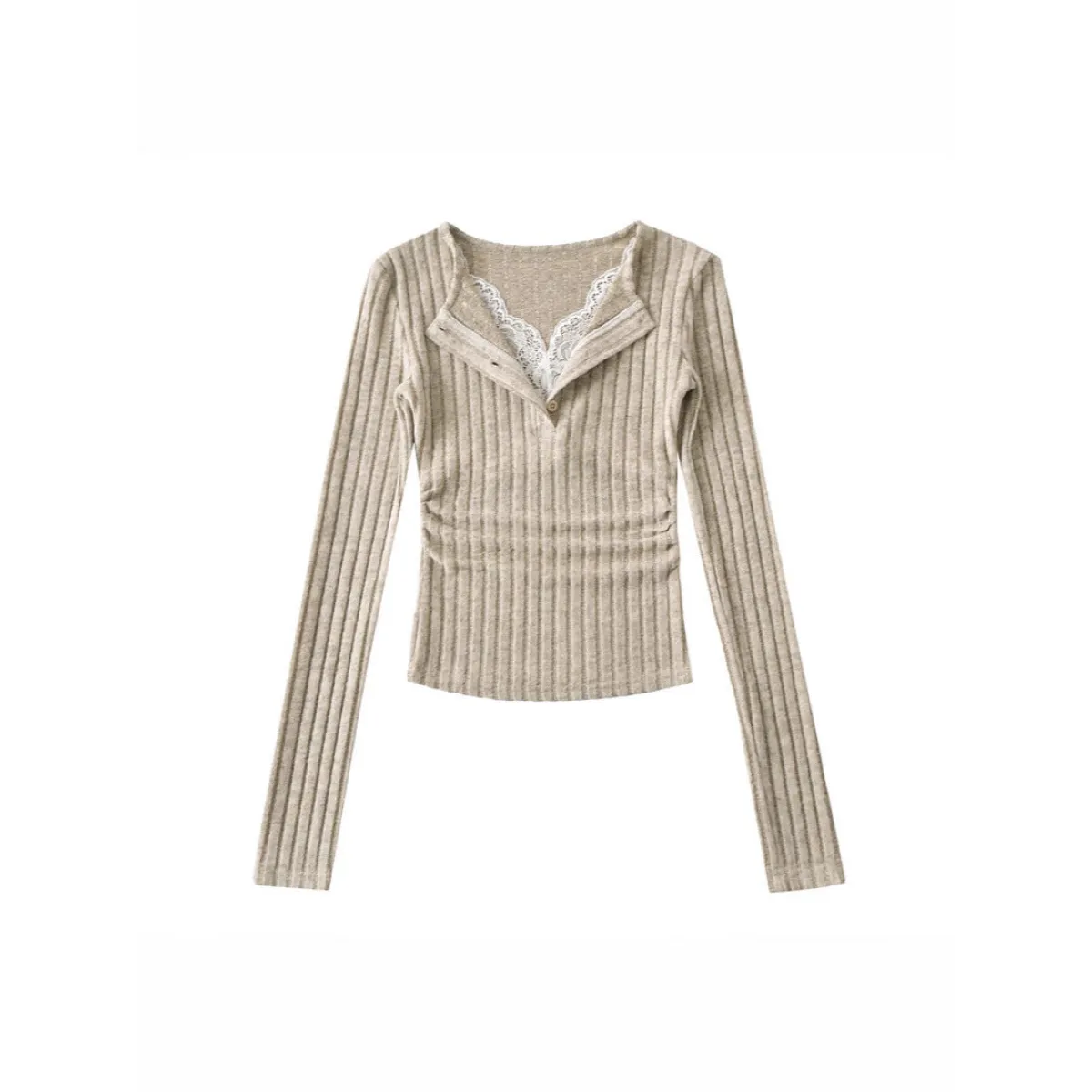 Sweet & Spicy Lace V-Neck Faux Two-Piece Sweater - Sweaters - Sweater / Pullover - 1