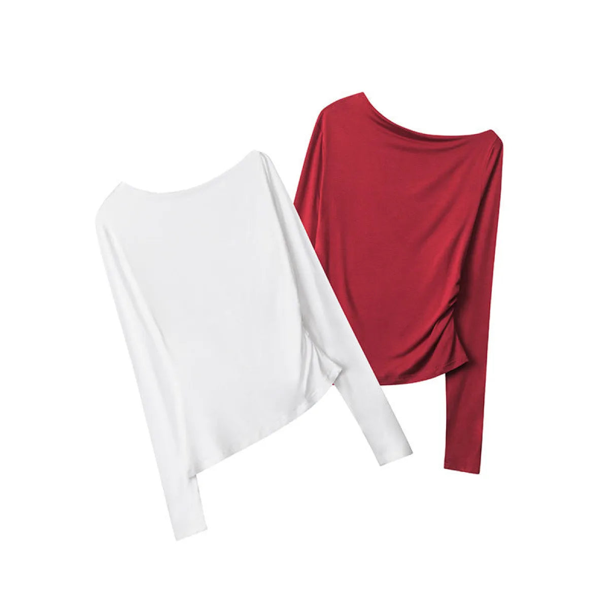 Irregular Slant Collar Slim Long Sleeve T-Shirt - T-Shirts - T-Shirt - 5