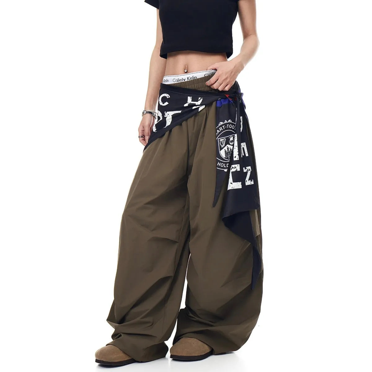 Layered High-Waist Cargo Pants - Bottoms - Cargo Pants - 2