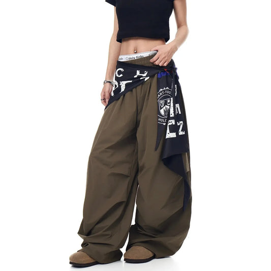 Layered High-Waist Cargo Pants - Bottoms - Cargo Pants - 2
