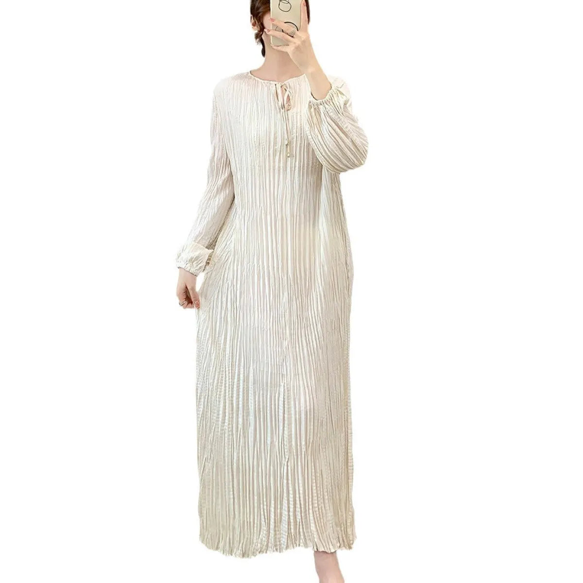 French Style A-Line Lantern Sleeve Maxi Dress - All Dresses - Maxi Dress - 8