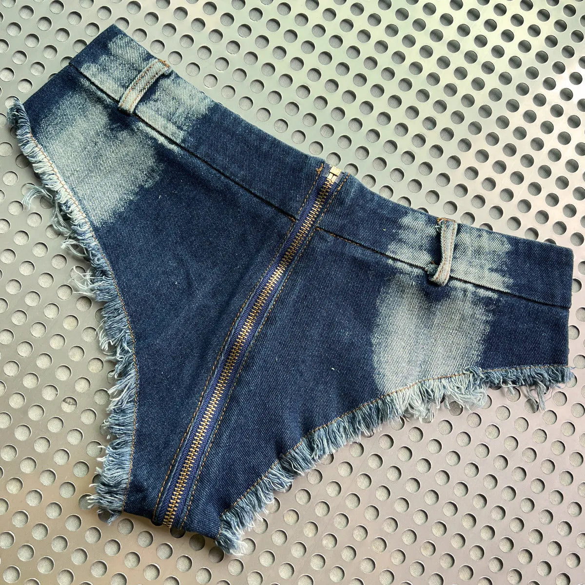 Ultra-Low Waist Open Crotch Denim Hot Shorts - Shorts - Shorts - 3