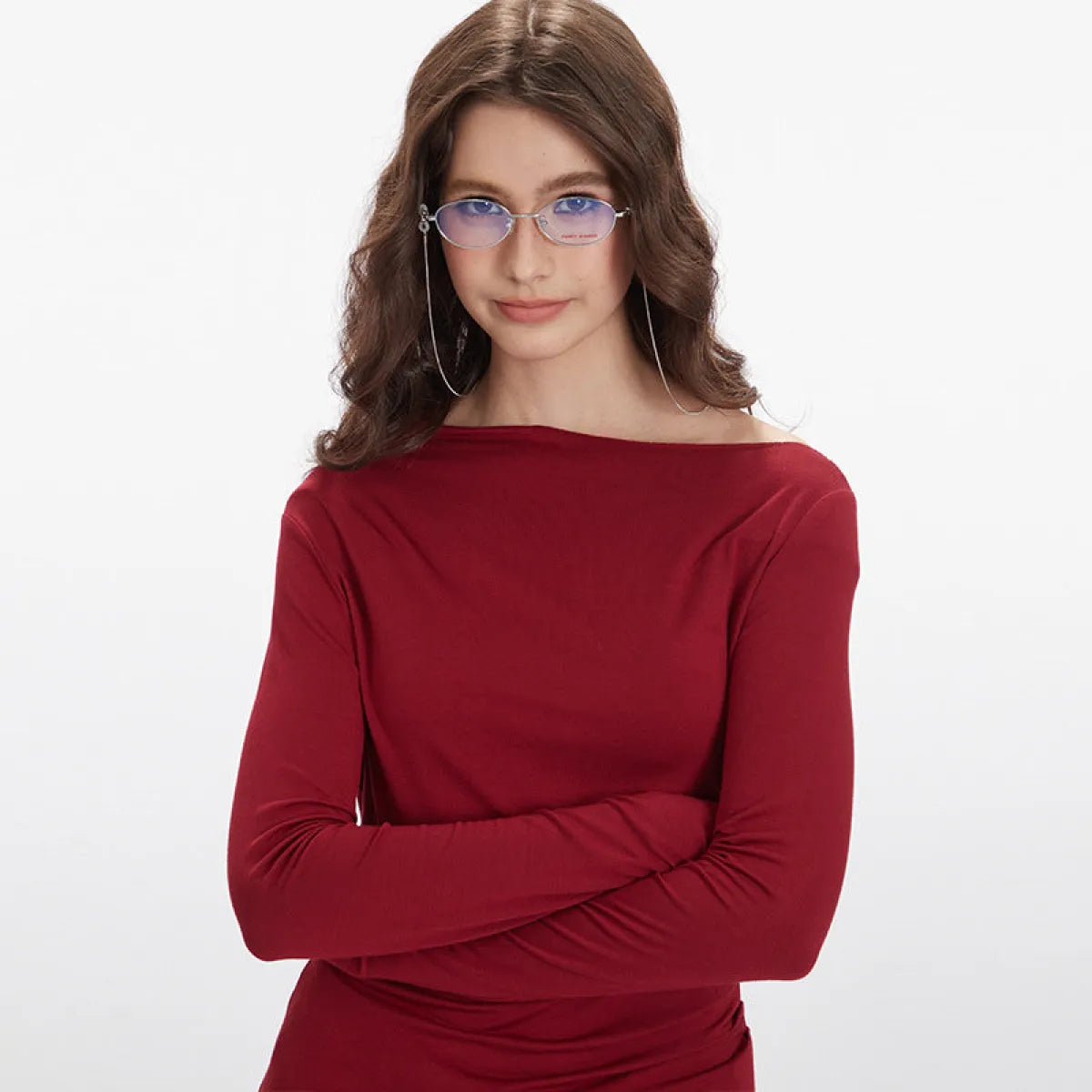 Irregular Slant Collar Slim Long Sleeve T-Shirt - T-Shirts - T-Shirt - 3
