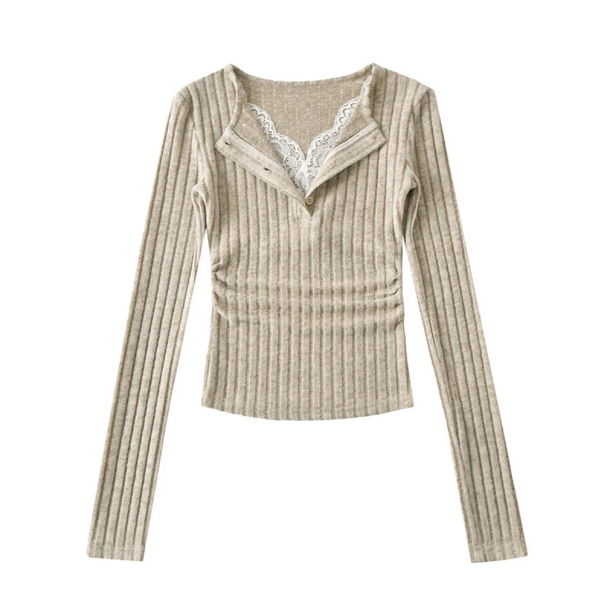 Sweet & Spicy Lace V-Neck Faux Two-Piece Sweater - Sweaters - Sweater / Pullover - 6