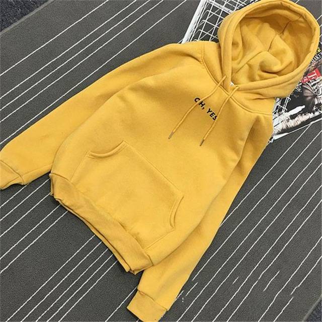 Oh Yes Fleece Hoodies - Yellow / XXL - Women’s Clothing & Accessories - Shirts & Tops - 20 - 2024