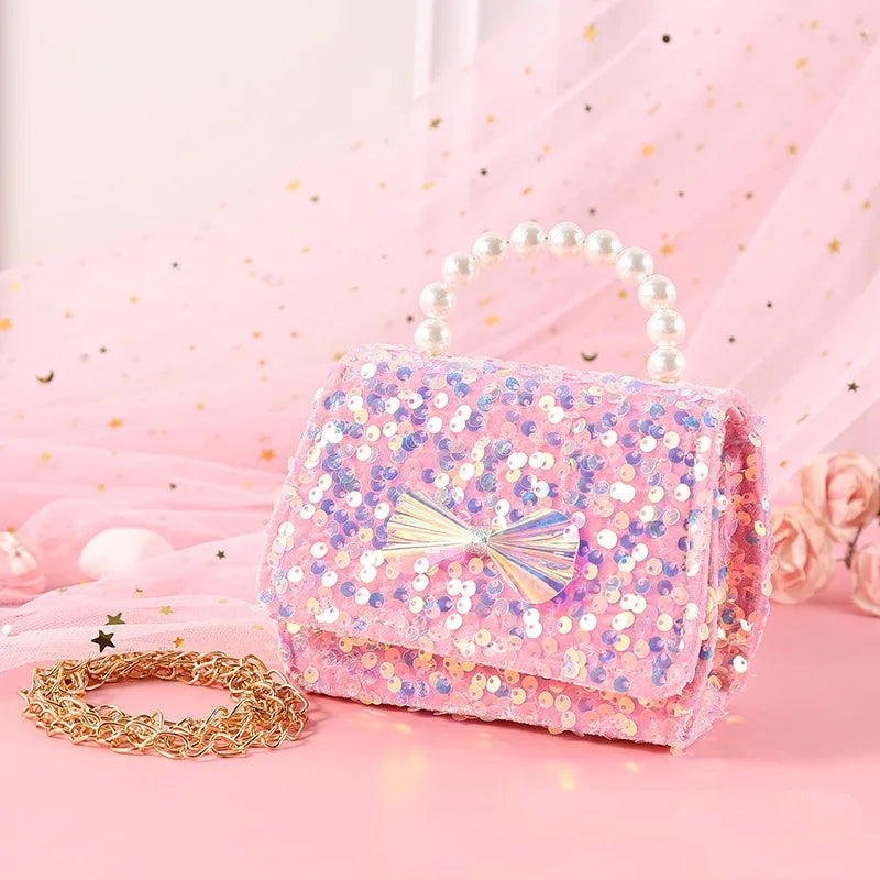 Princess Bow Sequin Crossbody Bag