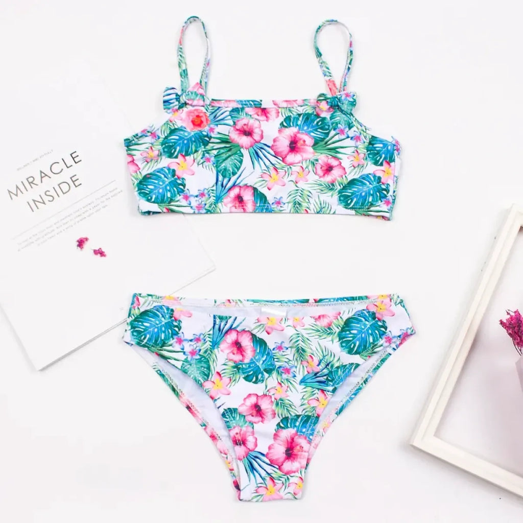 Girls Print Bow Bandeau Bikini Set - Bras - Swimsuit / Bikini / One-Piece Swimwear - 7