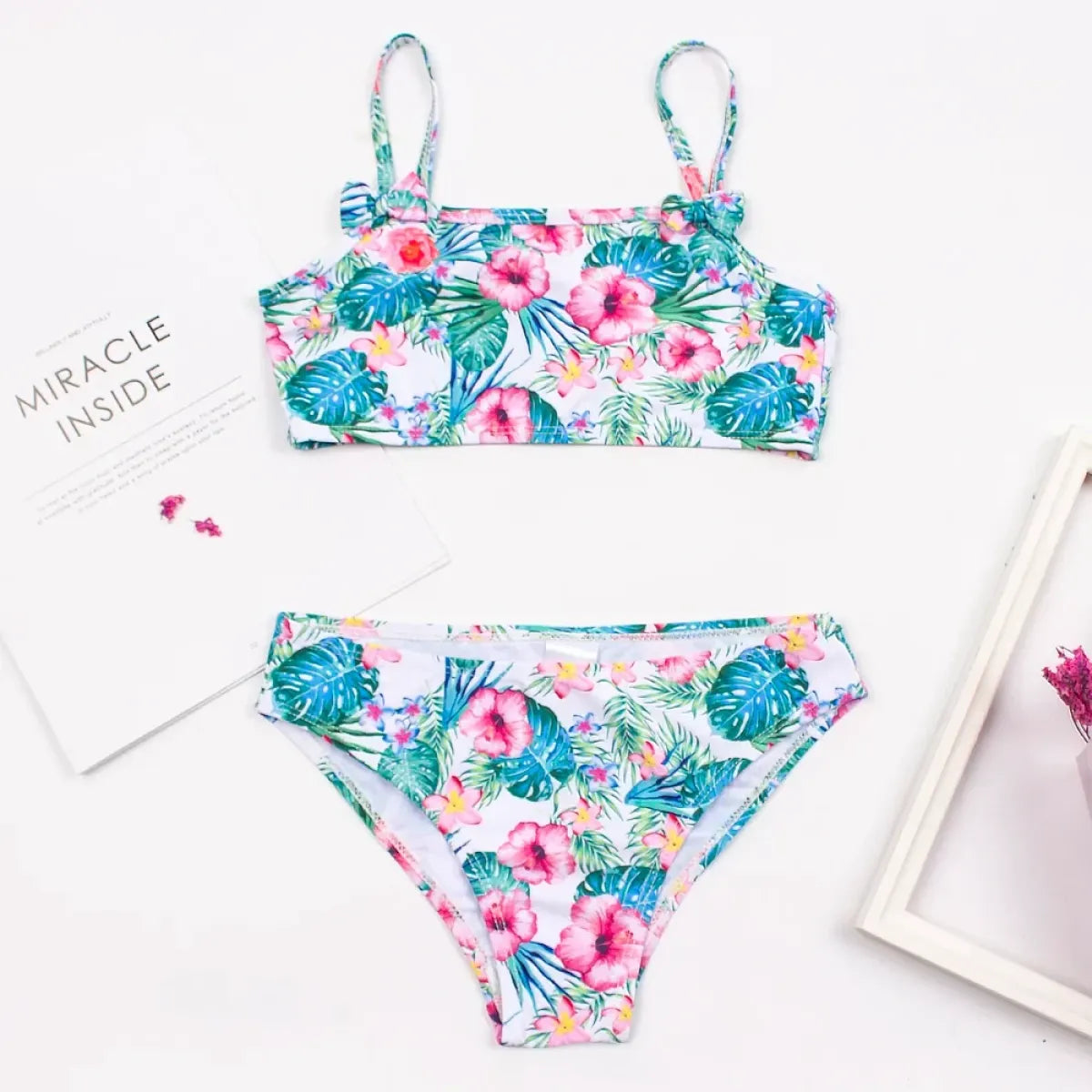 Girls Print Bow Bandeau Bikini Set - Bras - Swimsuit / Bikini / One-Piece Swimwear - 7