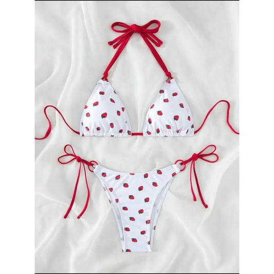 Strawberry Print Halter Micro Bikini Set - Swimsuits - Swimsuit / Bikini / One-Piece Swimwear - 5