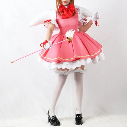 Sakura Kinomoto Princess Dress Cosplay Costume - Pink Card Captor Sakura - Kawaii Stop - Anime Cosplay, Card Captor Sakura, Cosplay Costume, Cosplay Enthusiast, Enchanting Cosplay, Iconic Princess Attire, Magical Transformation, Pink Costume, Princess Dress, Sakura Kinomoto