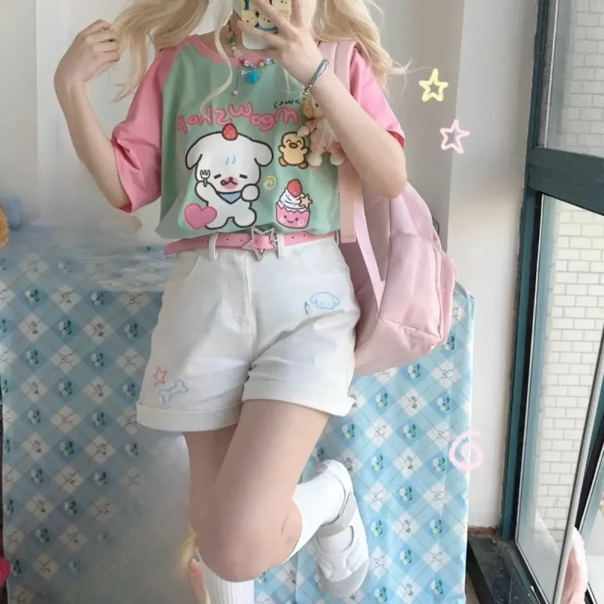 Sweet Cartoon Patchwork Y2K T-Shirt - Dresses - T-Shirt - 3