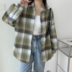Vintage Preppy Plaid Button-Up Shirt - T-Shirts - Button-Up Shirt - 34