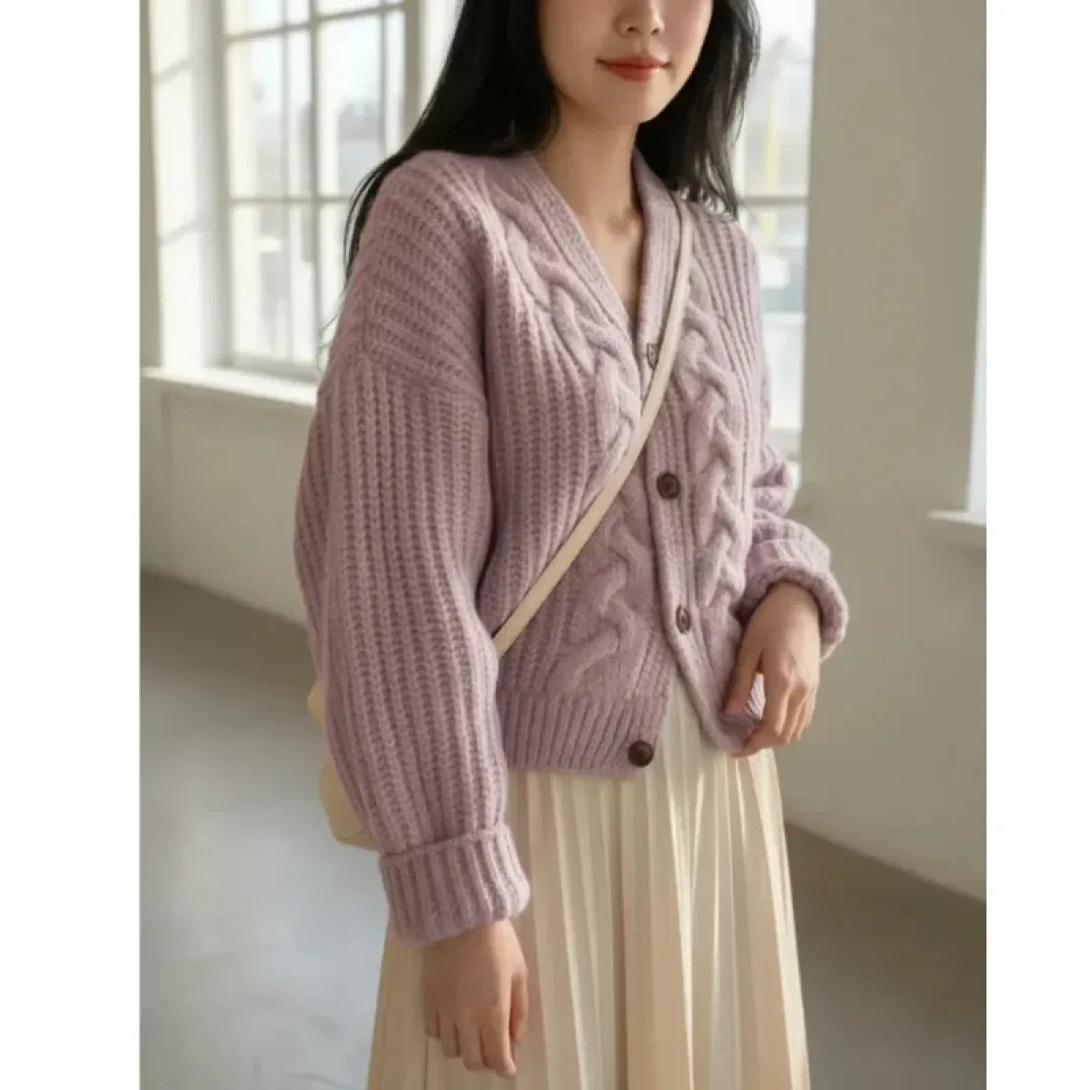 Sweet V-Neck Loose Knit Cardigan - Women’s Clothing & Accessories - Cardigan - 1
