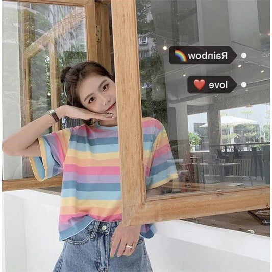 Candy Floss Pastel Tee - Kawaii Stop - Appliques, Beach Style, Candy Floss, Casual, Cotton, O-Neck, Pastel, Polyester, Short Sleeve, Solid, Summer, Tee, Women